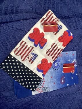 Patriotic Teddy Bear Bandana Set - Red, White & Blue